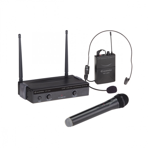 Soundsation WF-U24HP 2x 4-Channel UHF wireless system with 1 receiver, 1 handheld mic., 1 pocket transmitter and 1 headset
