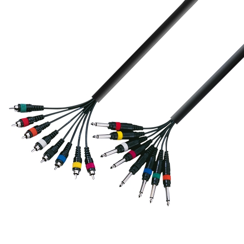 Adam Hall Cables K3 L8 PC 0300 Multicore Cable 8 x 6.3 mm Jack mono to 8 x RCA male 3 m
