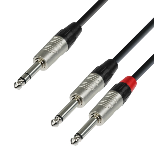 Adam Hall Cables K4 YVPP 0150 Audio Cable REAN 6.3 mm Jack stereo to 2 x 6.3 mm Jack mono 1.5 m