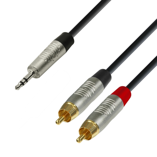 Adam Hall Cables K4 YWCC 0300 Audio Cable REAN 3.5 mm Jack stereo to 2 x RCA male 3 m