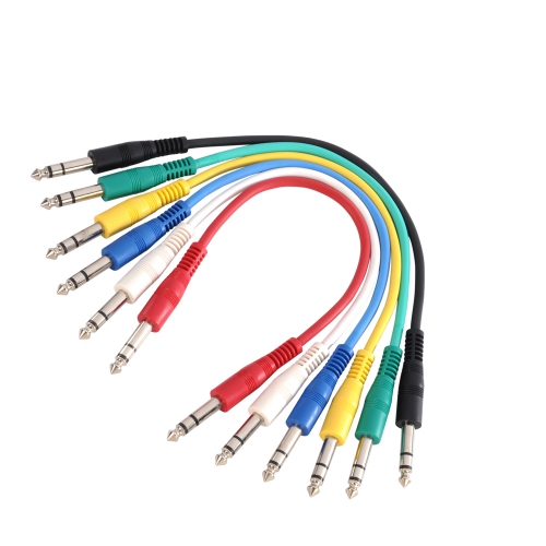 Adam Hall Cables K3 BVV 0030 SET Patch Cable Set of 6 cables 6.3 mm Jack stereo to 6.3 mm Jack stereo 0.3 m