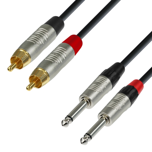 Adam Hall Cables K4 TPC 0300 Audio Cable REAN 2 x RCA male to 2 x 6.3 mm Jack mono 3 m