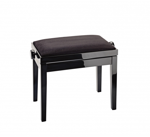 K&M 13901-100-21 Piano Bench, bench black glossy finish, seat black velvet