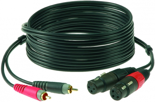 KLOTZ AT-CF0300 pro twin cable with straight RCA and XLR female plugs