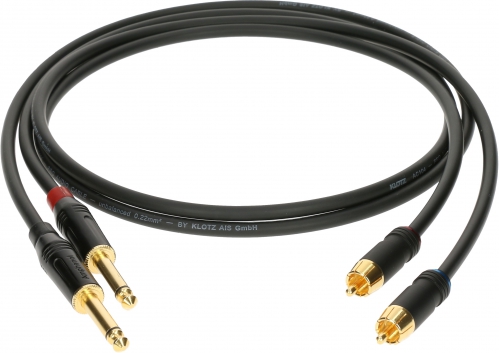 KLOTZ AL-RP0030 RCA to jack cable with gold-plated contacts 2xRCA/2xTS, 0,3m