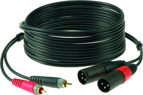 Klotz AT-CM 0100 pro twin cable with straight RCA and XLR male plugs, 1m