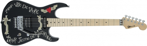 Charvel Warren DeMartini USA Signature Frenchie, Maple Fingerboard, Gloss Black with Frenchie Graphic electric guitar