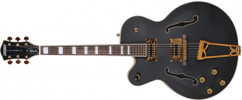 Gretsch G5191BK Tim Armstrong Signature Electromatic Hollow Body, Left-Handed, Gold Hardware, Flat Black electric guitar