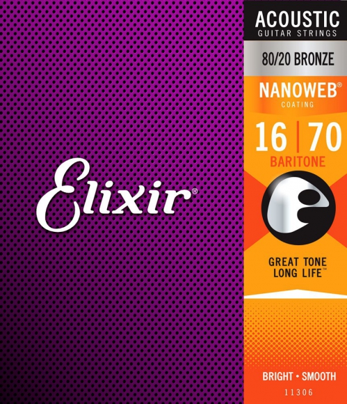 Elixir 11306 NW baritone electric guitar strings 16-70