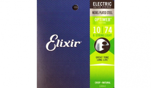 Elixir 19062 Optiweb Light 8-string electric guitar strings 10-74