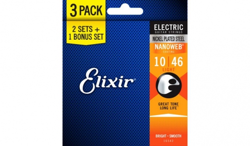 Elixir 16542 NW Light triple electric guitar string set 10-46