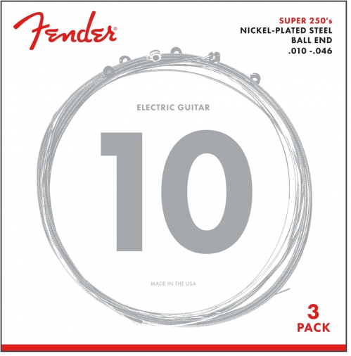 Fender Super 250R NPS Ball End Strings (.010-.046 Gauges) 3-Pack electric guitar strings