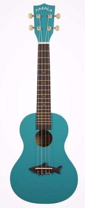 Kala Makala Shark Concert Mako Blue Vintage Finish ukulele with cover