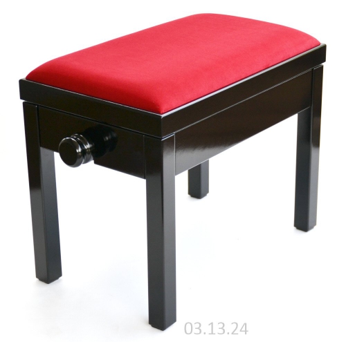MStar Sonata piano bench, color: black gloss, red padding