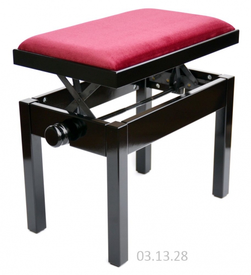 MStar Sonata piano bench, color: black gloss, maroon padding