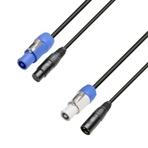 Adam Hall Cables 8101 PSDT 0300 Power & DMX Cable PowerCon In & XLR female to PowerCon Out & XLR male 3 m