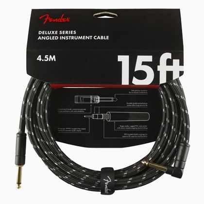Fender Deluxe 15′ Angle Black Tweed instrument cable