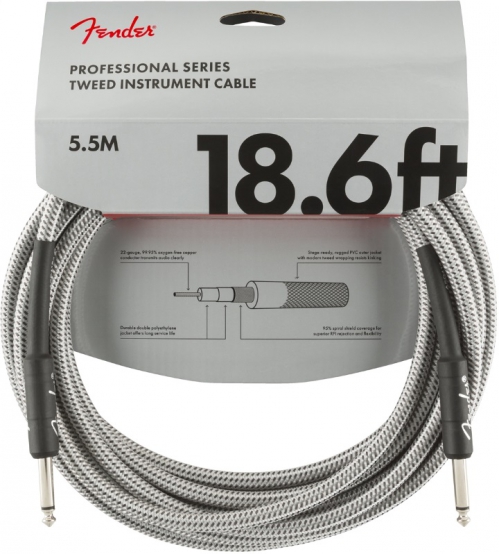 Fender Professional Series Instrument Cable 18.6′, white 