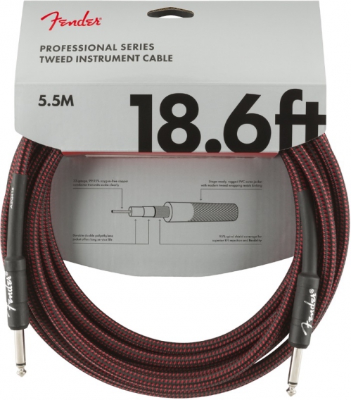 Fender Professional Series Instrument Cable 18.6′, red 