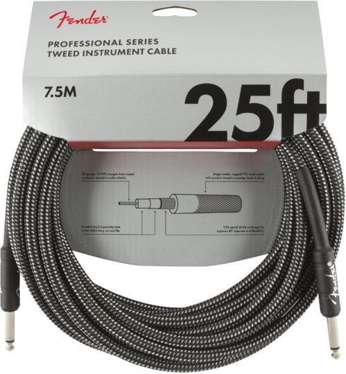 Fender Professional Series Instrument Cable 25′, grey  