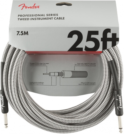 Fender Professional Series Instrument Cable 25′, white 