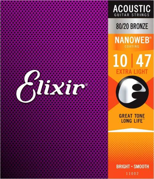 Elixir Bronze 80/20 with Nanoweb Coating Extra Light acoustic guitar strings 10-47