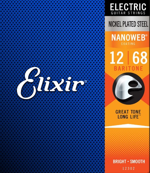 Elixir Nanoweb Coating baritone electric guitar strings 12-68