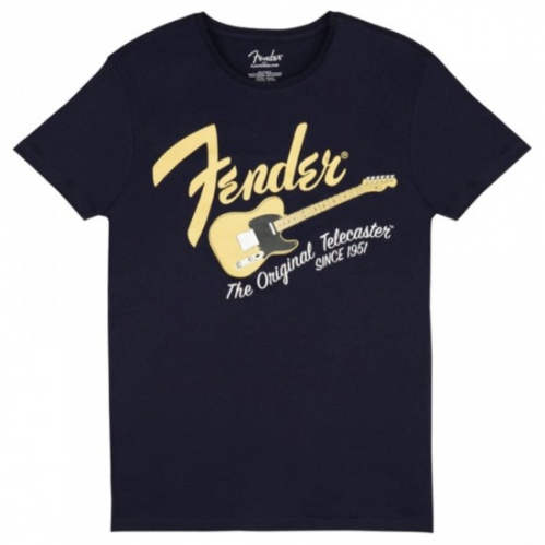 Fender Original Telecaster Men′s Tee, Navy/Blonde, Large
