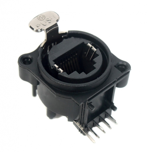 Neutrik NE8FAH RJ45 Horizonal PCB mount RJ45 receptacle, A-Series cutout with latch lock