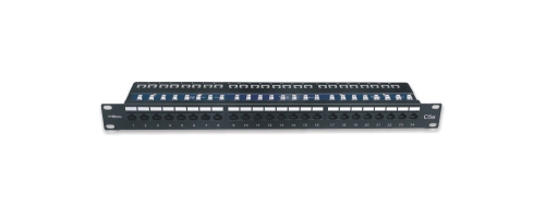 BKT 19′′ Patch Panel non-shielded, cat. 5e, 24 x RJ45, cable organiser