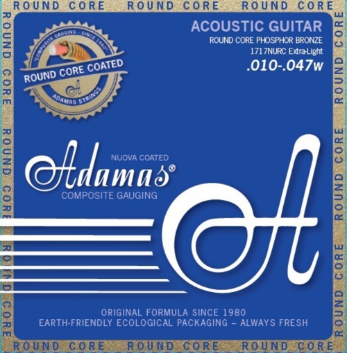 Adamas Phosphor Bronze Nuova Coated Acoustic Guitar Strings Extra Light .010-.047