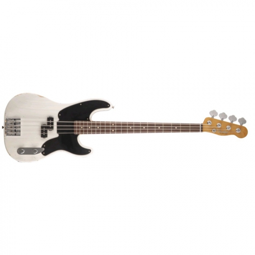 Fender Mike Dirnt Road Worn Precision Bass Rosewood Fingerboard, White Blonde bass guitar