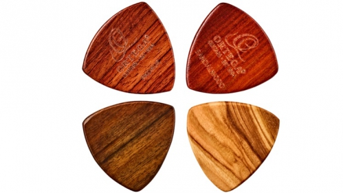 Ortega OGPWXLF-MIX4 wooden guitar picks (olive, padouk, sandel, chacate) set of 4