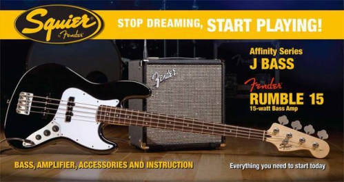 Fender Squier Affinity Jazz Bass black zestaw