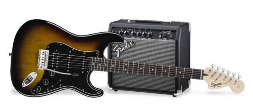 Fender Squier Affinity Stratocaster HSS BSB electric guitar set (15W amp, cover, accessories)