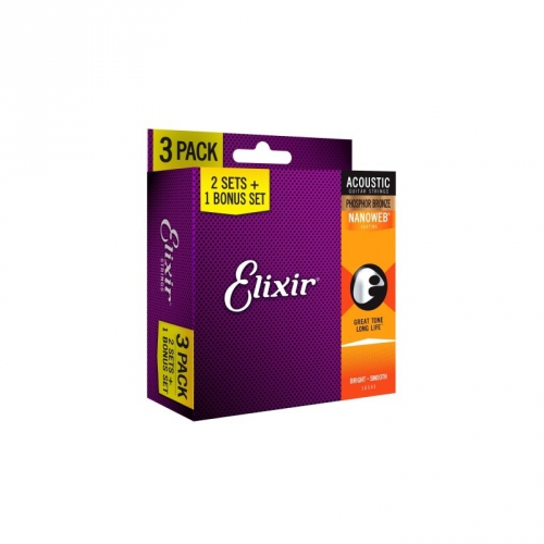 Elixir 16544 Phosphor Bronze Custom Light NW acostic guitar string set 11-52