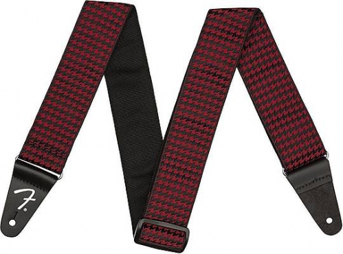 Fender Houndstooth guitar strap, red