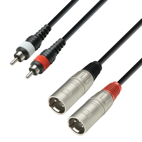 Adam Hall Cables K3 TMC 0100 Audio Cable Moulded 2 x RCA Male to 2 x XLR Male, 1 m