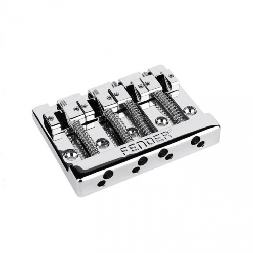 Fender HiMass 4-String Bass Bridge Assembly With Brass Saddles, chrome