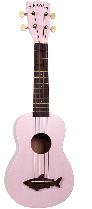 Kala Makala Shark Soprano Pink ukulele with cover