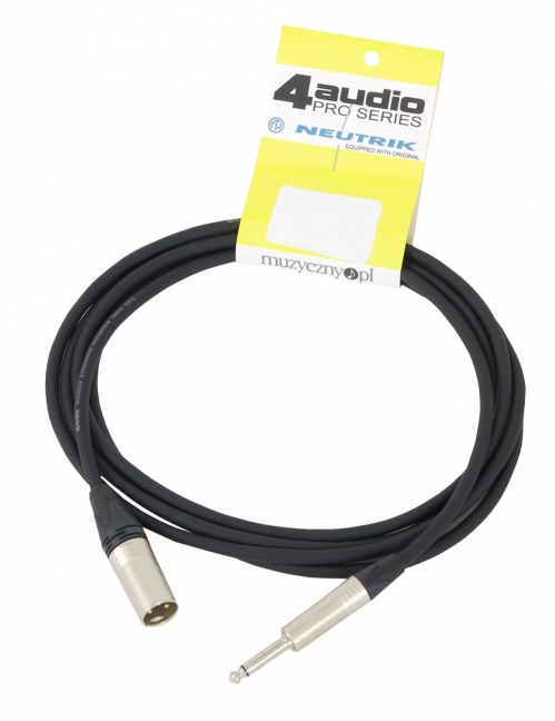 4Audio MIC2022 PRO 3m microphone cable asymmetric XLR-M TS with band, Neutrik