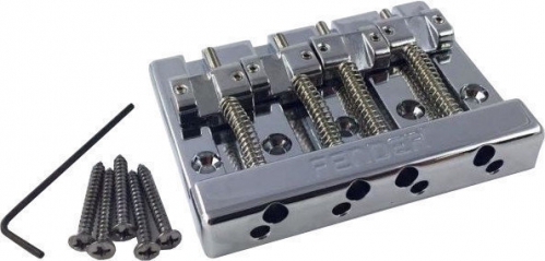 Fender HiMass 4-String Bass Bridge Assembly With Zinc Saddles, chrome