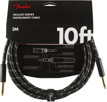 Fender Deluxe 10′ Black Tweed guitar cable