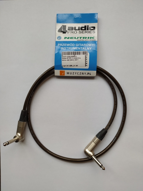 4Audio GT1075 1m guitar cable, 2x angled jack