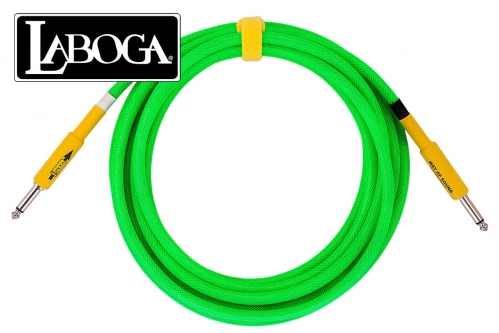 Laboga Way of Sound Green Neon 4m S-S directional instrumental cable Laboga Way of Sound Green Neon 4m S-S directional instrumental cable