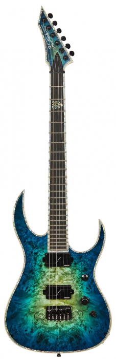 BC Rich Shredzilla Extreme Hipshot Bridge Cyan Blue Burl electric guitar