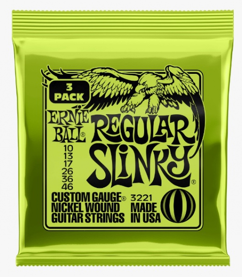 Ernie Ball 3221 Regular Slinky Electric Guitar Strings 3-Pack 