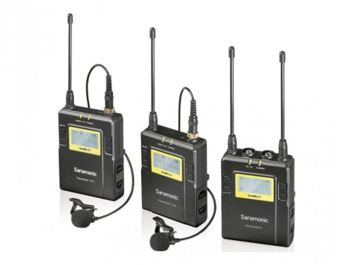 UwMic9 RX9+TX9+TX9 2-Person Wireless Lavalier Microphone System with Portable Dual-Channel Camera-Mountable Receiver