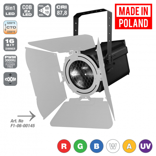 Flash Pro P8100001 LED Fresnel Lantern ZOOM Mk2 300W 6w1 RGBWA + UV theatre spotlight