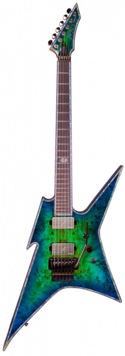 BC Rich Ironbird Extreme Exotic Floyd Rose Burl Top Cyan Blue electric guitar